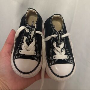 Converse Kids Black Canvas Low-Top Sneakers with White Accents